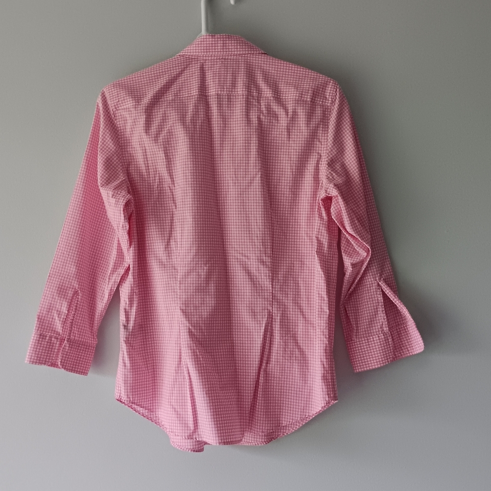 Lauren Ralph Lauren Cotton Gingham Plaid Button Down Shirt Pink White Small - Picture 3 of 12